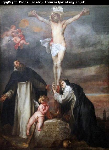 Anthony Van Dyck Christ on the Cross with Saint Catherine of Siena, Saint Dominic and an Angel